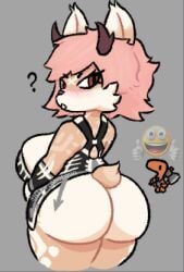 1female 1girls 2d 2d_(artwork) 2d_artwork anthro anthro_only artist_name ass ass_focus ass_up atlyss barely_clothed barely_fits big_ass big_breasts blush blushing_at_viewer blushing_female breasts brown_eyes clothes_barely_covering curvaceous curvy curvy_body curvy_female curvy_figure female_focus female_only furry furry_ears furry_female furry_only furry_tail hira.shotgun horns huge_ass huge_breasts huge_butt looking_at_viewer looking_back original_character pink_hair simple_background tail twitter_username unique_style voluptuous voluptuous_female