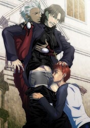 archer_(fate) emiya_shirou fate/stay_night fate_(series) kirei_kotomine male tagme yaoi