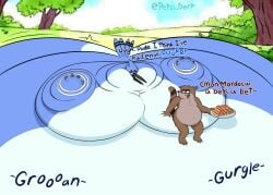 2boys blob blue_jay burp burping derpbran fat feeding hot_dog immobile male male_only morbidly_obese morbidly_obese_male mordecai_(regular_show) obese obese_male overweight overweight_male raccoon regular_show rigby_(regular_show) stuffed ussbhm what