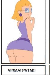 ass big_ass big_butt butt edit glasses hey_arnold! huge_ass large_ass looking_at_viewer looking_back milf miriam_pataki nickelodeon no_panties porongoneitor short_hair short_skirt skirt third-party_edit voluptuous voluptuous_female white_background yellow_hair