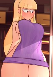 1female 1girls aged_up arkeus big_breasts blonde_female blonde_hair blonde_hair_female blush bottomless breasts cleavage disney disney_channel disney_xd eyeshadow female girl gravity_falls long_hair long_hair_female looking_down make_up makeup no_bra no_panties pacifica_northwest sideboob smooth_skin solo solo_female sweater sweater_dress tagme thick_thighs tight_clothing virgin_killer_sweater wide_hips