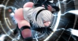 1girls ass big_ass blue_eyes clothing female female_focus female_only granblue_fantasy granblue_fantasy_versus hairband leotard light-skinned_female light_skin nier nier:_automata omochi_db short_hair solo thick thighhighs white_hair yorha_2b