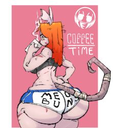 1girls anthro big_ass coffee_mug female huge_ass morning rat rat_ears rat_tail remiman scar scars solo_female wide_hips