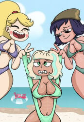 3girls assertive assertive_female beach beach_background big_breasts bikini bikini_only black_hair blonde_female blonde_hair bottom_heavy bottom_heavy_female brown_eyes bully bullying buxom buxom_breasts cheek_marks child_bearing_hips confident confident_smile curvaceous curvaceous_female curvy curvy_body curvy_female curvy_figure disney disney+ disney_channel disney_xd dominant dominant_female female female_only femdom femsub freckles freckles_on_face friends green_bikini green_bikini_bottom green_bikini_top green_eyes group headwear heart heart_on_cheek hourglass_figure hourglass_figured_female jackie_lynn_thomas janna_ordonia lezdom long_hair medium_breasts navel no_sex outside purple_bikini purple_bikini_bottom purple_bikini_top short_hair six_pack smiling smiling_at_partner smirking smirking_at_partner star_butterfly star_vs_the_forces_of_evil submissive submissive_female tan_body tan_skin tanned tanned_female tanned_skin teeth teeth_clenched teeth_showing top_heavy top_heavy_breasts trio trio_focus v victory_sign wedgie wedgie_fetish wedgied_female worried worried_expression worried_face worried_female worried_look yuri