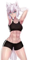 abs cute fox_girl monster_girl_island muscular_female sportswear toned_female zanamaoria