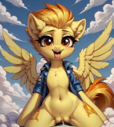 ahe_gao ai_generated cutie_mark equid equine female friendship_is_magic fur furry furry_only hair hasbro male my_little_pony navel orange_eyes orange_hair pegasus pussy spitfire_(mlp) straight tail tongue tongue_out yellow_body yellow_fur