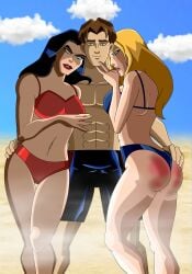 1boy 2girls apple_butt ass_grab ass_spank avengers beach beach_background big_ass big_breasts blue_swimsuit bubble_butt carol_danvers dat_ass female ffm ffm_threesome hair hand_on_ass hips huge_ass huge_breasts human human_only imminent_threesome jessica_drew large_ass large_breasts light-skinned_female light_skin male marvel mature mature_female mff ms._marvel ms._marvel_(carol_danvers) multiple_girls peter_parker red_swimsuit skin_tight spank_mark spank_marks spanked_butt spanking spanking_ass spanking_butt spider-man spider-man_(series) spider-woman spider-woman_(jessica_drew) straight straight_hair superhero superheroine swim_trunks the_avengers:_earth's_mightiest_heroes thick_ass thick_thighs threesome webart20 wide_hips