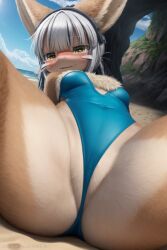 ai_generated beach blastbun furry furry_female made_in_abyss narehate nsfw swimsuit