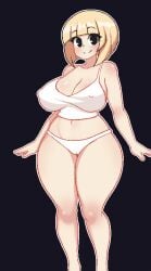 belly big_ass big_breasts blonde_hair eva_(lethal_cumpany) lethal_company lethal_cumpany looking_at_viewer nipple_bulge pajamas panties thick_thighs wide_hips