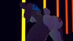anthro big_breasts blue_eyes breasts butt_focus ear_piercing female furry furry_female heart_tattoo nipple_piercing nose_ring presenting_pussy pussy rabbit_girl snakebite_piercing spread_legs vrchat vrchat_avatar vrchat_model