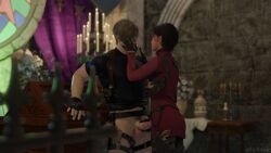 1boy 3d ada_wong bottomless erection female gloves hell4ide leon_scott_kennedy penis resident_evil undressing