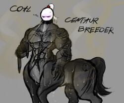 1boy bara body_hair centaur collar gay hairy horsecock leash male_focus male_only muscular muscular_male musk musk_clouds scar socialphobia solo solo_male stickman sweat sweatdrop sweating tagme tall taur toony