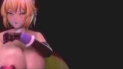 1girls 3d animated blonde_hair dancing fox_ears fox_girl heart_pasties huge_breasts inui_(shirakawa777) music ran_yakumo short_hair solo sound stripping tabard tagme touhou video yakumo_ran yellow_eyes