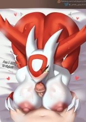 18_(artist) absurd_res anthro biped breast_play breasts dialogue duo erection female female_on_human first_person_view generation_3_pokemon genitals heart_symbol hi_res human human_on_anthro human_pov humanoid_genitalia humanoid_penis interspecies latias legendary_pokemon licking licking_penis male male/female male_on_anthro male_pov mammal mostly_offscreen_character nintendo nipples paizuri penile penis penis_lick pokemon pokemon_(species) red_body sex titfuck titjob white_body