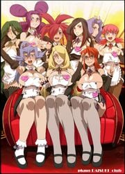 6+girls 9girls alternate_breast_size alternate_costume big_breasts black_hair blonde_hair blue_hair breasts champion cheryl_(pokemon) clair_(pokemon) cleavage closed_eyes cynthia_(pokemon) elite_four fantina_(pokemon) female female_only flannery_(pokemon) frontier_brain game_freak glasses green_hair gym_leader hair_covering_eye hair_over_one_eye huge_breasts human human_only jaga_note karen_(pokemon) large_breasts lorelei_(pokemon) lucy_(pokemon) maid maid_uniform mary_janes melissa_(pokemon) multiple_females multiple_girls nintendo open_mouth pink_hair pokémon pokemon pokemon_champion pokemon_dppt pokemon_gsc pokemon_rgby pokemon_rse purple_hair red_hair whitney_(pokemon)