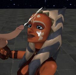 1boy 1girls 3d ahsoka_tano alien blue_eyes clone_wars cum ejaculation erection female male orange_skin partial_male penis ratounador star_wars tagme the_clone_wars:_season_four togruta xnalara