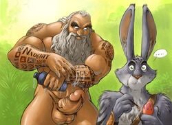 2boys anthro balls bara bear beard boner buff bunnymund dreamworks easter_bunny easter_bunny_(rise_of_the_guardians) erection fur furry furryrevolution huge_cock human imminent_rape interspecies lagomorph lube male male_only multiple_males muscles nicholas_st._north north nude paramount_pictures penis rabbit rise_of_the_guardians santa_claus santa_claus_(rise_of_the_guardians) shocked_expression tattoo yaoi