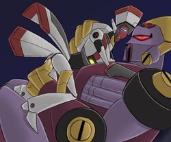 2girls blue_eyes female_only finger_fuck fingering fingering_partner girl_on_top greenokapi multiple_girls pussy pussy_juice red_alert red_alert_(femme) red_eyes size_difference strika tagme transformers transformers_animated vagina