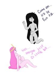 1futa 1girls adventure_time breasts completely_nude crown drugs english_text female floating futanari futanari_vampire holding_penis marceline owlynne pale-skinned_futa pale_skin pink_hair pink_skin princess_bubblegum tagme weed yuri