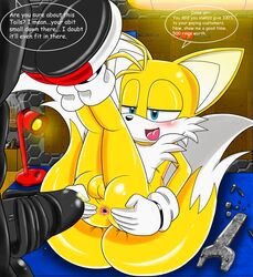 anthro anus ass balls blue_eyes blush canine dialog english_text erection femboy fox fur furry_tail hair humanoid_penis imminent_sex male male_only miles_tails_prower multiple_males multiple_tails nobody147 orange_hair penis precum presenting presenting_hindquarters sega sonic_(series) sonic_team sonic_the_hedgehog_(series) sonic_the_hedgehog_2 spread_ass spreading tail text yaoi