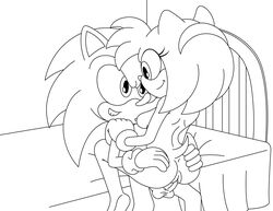 amy_rose anthro bed breasts female fur furry furry_only hedgehog indoors large_breasts line_art male monochrome nude open_eyes penis sex sitting sonic_(series) sonic_the_hedgehog sonictopfan straddle straight uncensored vaginal_penetration vulva