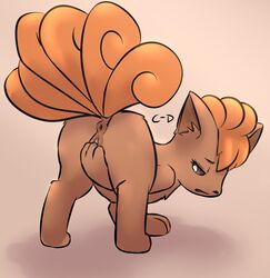 anus ass canine clopper-dude female fox fur furry_tail mammal multiple_tails nintendo pokemon pokemon_(species) presenting pussy rubbing tail vulpix