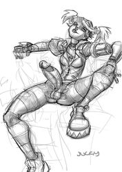 borderlands borderlands_2 futa_only futanari gaige_(borderlands) intersex juggy monochrome sketch