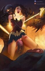 1boy 1boy1girl 1girls 2d bondage bound_arms censored clothed_sex dc_comics doomsday highres lasso_of_truth monster monster_cock rape realistic screaming studio_kuma superman superman_(series) vaginal_sex wonder_woman wonder_woman_(series)