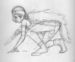 artist_request casual female futanari human intersex juggy monochrome penis princess_momonoke san sketch solo_futa studio_ghibli tagme testicles weapon