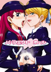 1girls blonde_hair blue_eyes blush breast_press breasts cum female female_only fuwa_daisuke hairdressing hand_holding hat holding_hands hug human licking lipstick long_hair magenta_hair makeup mole multiple_females multiple_girls necktie perfect_hole pink_hair police police_uniform red_hair sakuragi_megu saliva shiomi_madoka straight_hair sweat symmetrical_docking tongue uniform yuri