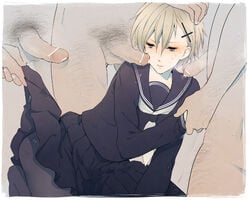 5boys androgynous arched_back arm_grab axis_powers_hetalia bangs black_legwear black_pantyhose blonde_hair blue_eyes blush censored cheek_poke cross crossdressing cum cum_in_mouth cum_on_clothes cum_string dominant_male domination erection femboy femboy_focus femboysub feminine feminine_male gangbang gay girly goroo group_sex hair_ornament hairclip hand_on_head handjob hands_on_head head_grab human human_only imminent_rape kneeling light-skinned_femboy light-skinned_male light_skin lukas_bondevik male male_focus male_only multiple_boys neckerchief norway_(hetalia) otoko_no_ko otokonoko pantyhose penis penis_on_face pointless_censoring poking school_uniform serafuku short_hair skirt skirt_lift solo_focus submissive_femboy submissive_male sweat swept_bangs tears trap yaoi