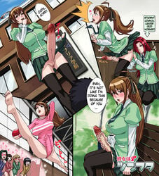 1girls 5futas ball barefoot blush breasts brown_eyes brown_hair bulge cameltail censored cum cumshot curvy dickgirl ejaculation erect_nipples erection erection_under_clothes erection_under_skirt female female_on_futa fingering futa_sans_balls futa_with_female futa_with_futa futanari gymnastics hair handjob hard_translated heart heart_eyes huge_breasts intersex large_breasts masturbation multiple_futa necktie nipple_bulge nipples no_panties no_testicles original park_bench penis penis_out penis_under_clothes penis_under_skirt pointless_censoring public pussy red_eyes red_hair rhythmic_gymnastics school_uniform skirt skirt_lift source_request split_screen splits tenting thighhighs toes translated tsundere uniform upskirt usatarou zettai_ryouiki