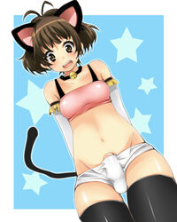 1boy androgynous animal_ears antenna_hair arms_behind_back armwear athletic athletic_femboy athletic_male belly belly_button big_thighs black_legwear black_thighhighs blue_background blush blushing blushing_at_viewer blushing_profusely bottomwear brown_eyes brown_hair bulge cat_ears clothed crossdressing crossdressing_male curvaceous curves curvy curvy_body curvy_figure curvy_hips curvy_male detached_sleeves ears ears_visible_through_hair embarrassed embarrassing embarrassment eye_contact fake_animal_ears fake_cat_ears fake_cat_tail fake_tail femboy femboy_focus femboysub feminine feminine_body feminine_male feminine_pose fit fit_male flat_chest flat_chested fully_clothed girly hi_res high_resolution highres hips human human_ears human_only idolmaster idolmaster_dearly_stars idolmaster_ds legwear light-skinned_femboy light-skinned_male light_skin looking_at_viewer low-angle_view male male_focus male_only midriff navel no_pants otoko_no_ko otokonoko panties penis penis_in_panties penis_out penis_out_of_underwear penis_peek penis_tip penis_under_clothes penis_under_panties pov_eye_contact red_cheeks shinjigen shiny shiny_clothes shiny_hair shiny_skin shocked shocked_expression shocked_eyes shocked_face short_hair simple_background slim_waist small_waist solo solo_focus solo_male stars stockings straight_hair submissive_femboy tail thick_thighs thigh_highs thighhighs thighs thin_waist tip_peeking topwear trap underwear voluptuous voluptuous_femboy voluptuous_male wardrobe_malfunction white_armwear white_panties wide_hips