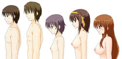 asahina_mikuru brown_hair bust_chart chart glasses itsuki_koizumi koizumi_itsuki kyon nagato_yuki nipples nude short_hair suzumiya_haruhi suzumiya_haruhi_no_yuuutsu tri-k_soft