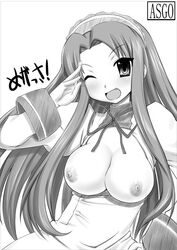 breasts cute_fang female female_only human long_hair maid nipples solo suzumiya_haruhi_no_yuuutsu tsuruya very_long_hair zanzi