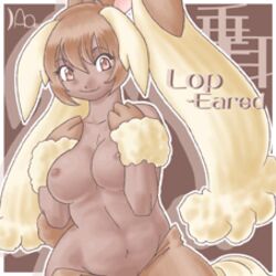 anthro beige_fur breasts brown_eyes brown_fur brown_hair brown_nipples closed_mouth color female female_only front_view fur furry furry_breasts furry_ears gif hair long_ears looking_at_viewer lopunny lowres navel nipples open_eyes pokemon pokemon_(species) pokemon_dppt smile solo static_gif