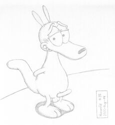 2000 animal_genitalia anthro black_and_white furry humanoid_(artist) marsupial nickelodeon pencil_(artwork) penis penis_out rocko rocko's_modern_life sketch wallaby