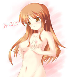 asahina_mikuru breasts brown_hair female female_only human mole nude red_hair safi solo suzumiya_haruhi_no_yuuutsu