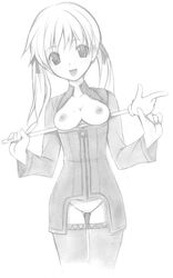 blush breasts clothing long_hair open_clothes open_shirt panties shirt sketch small_breasts star_ocean star_ocean_till_the_end_of_time stockings thighhighs tied_hair twintails underwear welch welch_vineyard