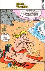 2girls archie_comics ass beach betty_and_veronica betty_cooper black_hair blonde_hair breasts female multiple_girls nude pussy rabblerouser unshaved_pussy veronica_lodge yuri