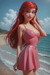 ai_generated angel_light angel_light_(artist) ariel ariel_(the_little_mermaid) blue_eyes disney disney_princess female princess red_hair the_little_mermaid