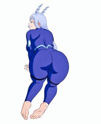 1girls 2d all_fours ass ass_cleavage ass_focus barefoot blue_hair boku_no_hero_academia butt_crack fanart feet fetish hadou_nejire mf_uncen_(artist) mfuncen my_hero_academia nejire_hado solo thick_thighs white_background