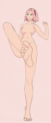 animated feet female foot_fetish foot_focus foot_worship naked naruto naruto_shippuden sakura_haruno solo wikedtime