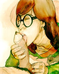 clothing daria daria_morgendorffer earrings fellatio glans_piercing glasses juyan16 licking oral partial_male penis piercing pubic_hair round_glasses tagme