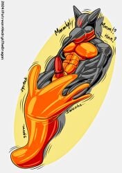 after_transformation bodily_fluids bound breast_milking clothing drone encasement genitals goo_(disambiguation) handwear hi_res lactating latex mittens mummification mummified mummy mummy_wrappings penis struggling transformation tube undead xedryk