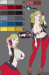 ann_takamaki atlus big_lips breasts_bigger_than_head cameltoe character_sheet dressed huge_ass huge_breasts impossible_clothes persona persona_5 skin_tight wankofool