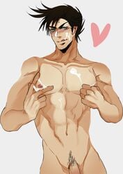 am battle_tendency cum jojo's_bizarre_adventure joseph_joestar male male_only muscle nipple solo tagme