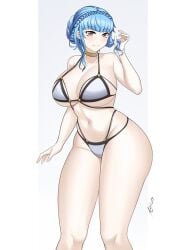 alternate_costume aori_sora bikini blue_hair breasts female female_only fire_emblem fire_emblem:_three_houses grey_bikini grey_swimsuit marianne_von_edmund nintendo solo swimsuit