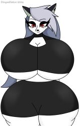 2024 anthro ass_bigger_than_head big_ass big_breasts breasts_bigger_than_head clothed dropedartist enormous_ass enormous_breasts furry furry_female furry_only hellhound helluva_boss huge_ass huge_breasts long_hair looking_at_viewer loona_(helluva_boss) self_upload smile thick thick_thighs