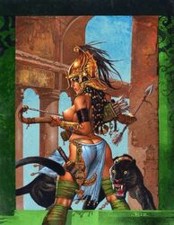 ancient_rome arrow artist_signature black_hair bow helmet history knife loincloth panther roman simon_bisley